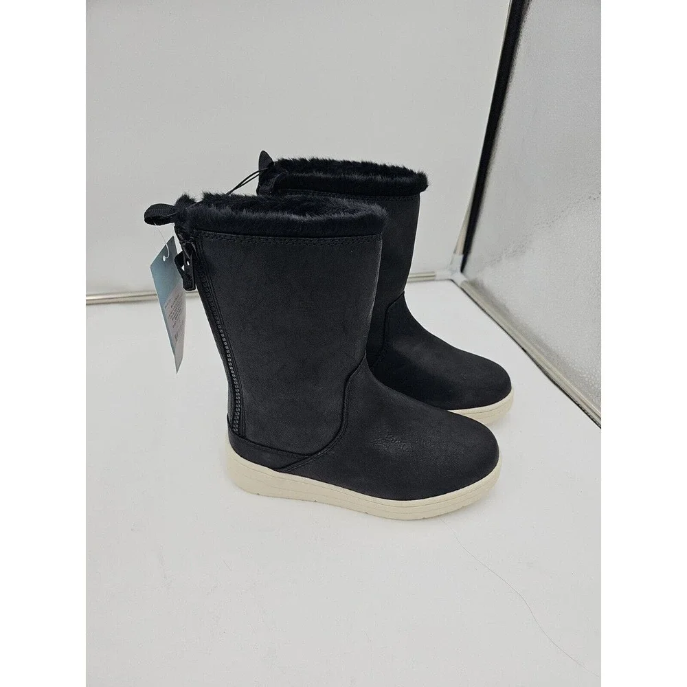 Cat &Jack Vegan Faux Fur Double Zipper Unisex Winter Boots Size 1 Black - Picture 1 of 3
